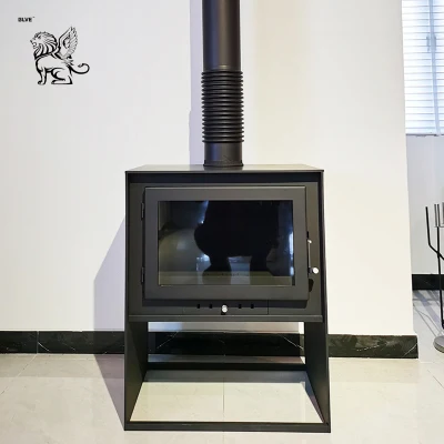 ヨーロピアンスタイルのリビングルームの本物の火燃焼木材暖房暖炉ストーブ鋳鉄暖炉マントルピース